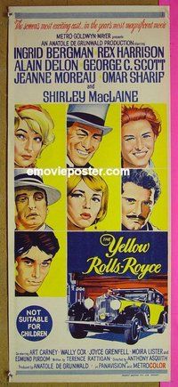 p859 YELLOW ROLLS-ROYCE Australian daybill movie poster '65 Bergman