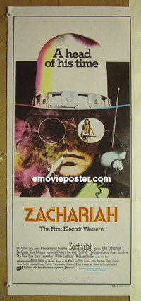 p860 ZACHARIAH Australian daybill movie poster '71 electric Western!