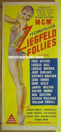 p861 ZIEGFELD FOLLIES Australian daybill movie poster '45 sexy art!