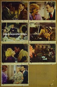 m779 FLAME IN THE STREETS 7 English lobby cards '61 interracial