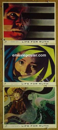 n175 LIFE FOR RUTH 3 English lobby cards '62 Janet Munro