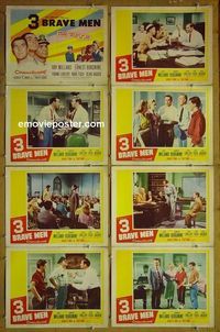 m045 3 BRAVE MEN complete set of 8 lobby cards '57 Ray Milland, Ernest Borgnine