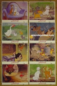m082 ARISTOCATS complete set of 8 lobby cards R80s Walt Disney cartoon!