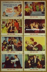 m086 ASK ANY GIRL complete set of 8 lobby cards '59 David Niven, MacLaine