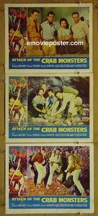 n138 ATTACK OF THE CRAB MONSTERS 3 lobby cards '57 Roger Corman