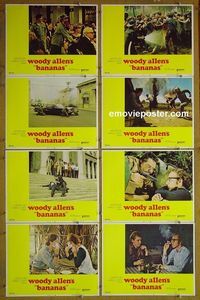 m094 BANANAS complete set of 8 lobby cards '71 Woody Allen, Louise Lasser