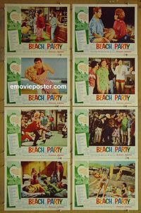 m102 BEACH PARTY complete set of 8 lobby cards '63 Annette & Frankie Avalon!