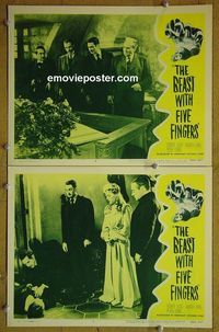 n235 BEAST WITH FIVE FINGERS 2 lobby cards R56 Peter Lorre