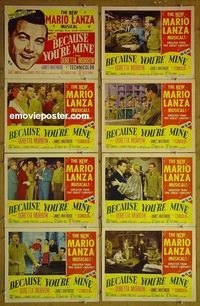 m107 BECAUSE YOU'RE MINE complete set of 8 lobby cards '52 Mario Lanza