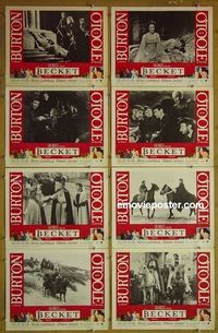 m108 BECKET complete set of 8 lobby cards '64 Richard Burton, Peter O'Toole