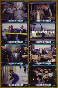 m128 BLUE STREAK complete set of 8 lobby cards '99 Martin Lawrence, Luke Wilson