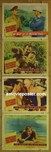 n080 BRIDGE ON THE RIVER KWAI 4 lobby cards '58 William Holden