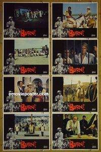 m147 BURN complete set of 8 lobby cards '70 Marlon Brando, Ponecorvo