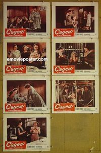 m752 CAGED 7 lobby cards '50 Eleanor Parker in prison!