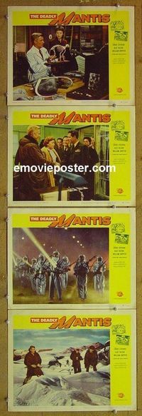 n085 DEADLY MANTIS 4 lobby cards '57 classic sci-fi!