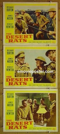 n150 DESERT RATS 3 lobby cards '53 Richard Burton, James Mason