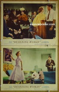 n261 DESIGNING WOMAN 2 lobby cards '57 Gregory Peck, Bacall