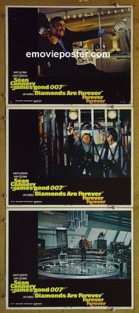 n152 DIAMONDS ARE FOREVER 3 lobby cards '71 Sean Connery