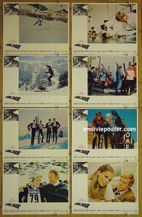 m218 DOWNHILL RACER complete set of 8 lobby cards '69 Robert Redford, Hackman