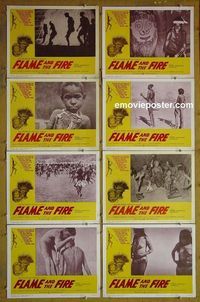 m252 FLAME & THE FIRE complete set of 8 lobby cards '66 naked natives!