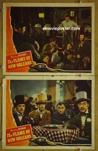 n272 FLAME OF NEW ORLEANS 2 lobby cards '41 Rene Clair