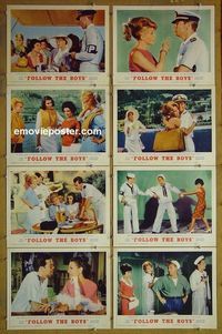 m256 FOLLOW THE BOYS complete set of 8 lobby cards '63 Connie Francis, Prentiss