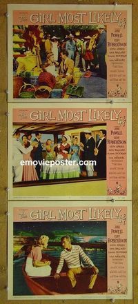 n161 GIRL MOST LIKELY 3 lobby cards '57 Jane Powell, Robertson