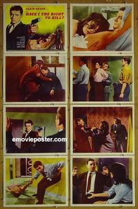 m305 HAVE I THE RIGHT TO KILL complete set of 8 lobby cards '64 Alain Delon