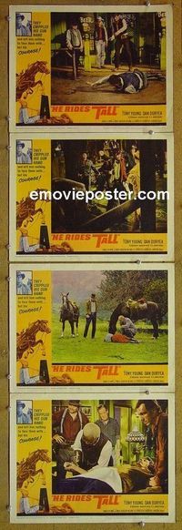 n098 HE RIDES TALL 4 lobby cards '64 Tony Young, Dan Duryea