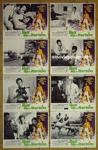 m312 HELL UP IN HARLEM complete set of 8 lobby cards '74 Fred Williamson
