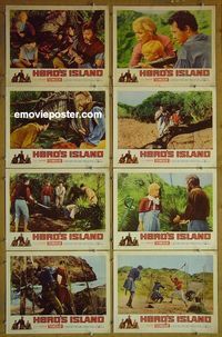 m316 HERO'S ISLAND complete set of 8 lobby cards '62 James Mason, Brand