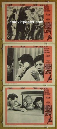 n163 HIGH & LOW 3 lobby cards '64 Akira Kurosawa classic!