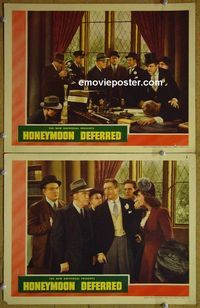 n292 HONEYMOON DEFERRED 2 lobby cards '40 Edmund Lowe, Lindsay