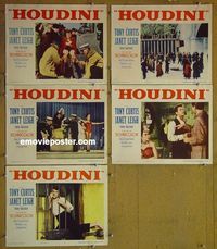 n036 HOUDINI 5 lobby cards '53 Tony Curtis, Janet Leigh