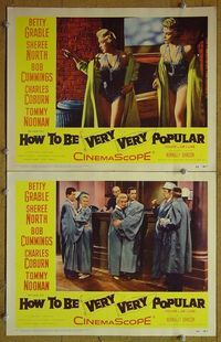 n294 HOW TO BE VERY, VERY POPULAR 2 lobby cards '55 Betty Grable