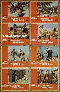 m338 I ESCAPED FROM DEVIL'S ISLAND complete set of 8 lobby cards '73 Jim Brown