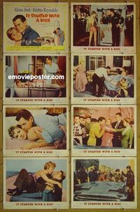 m373 IT STARTED WITH A KISS complete set of 8 lobby cards '59 Debbie Reynolds