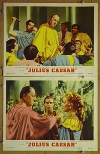 n306 JULIUS CAESAR 2 lobby cards '53 Marlon Brando, Gielgud