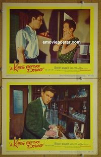 n309 KISS BEFORE DYING 2 lobby cards '56 Robert Wagner