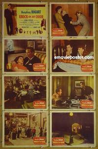 m396 KNOCK ON ANY DOOR complete set of 8 lobby cards '49 Humphrey Bogart, Derek