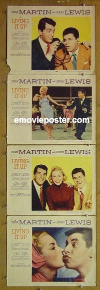 n108 LIVING IT UP 4 lobby cards '54 Dean Martin & Jerry Lewis