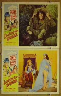 n315 LOOKING FOR DANGER 2 lobby cards '57 Bowery Boys