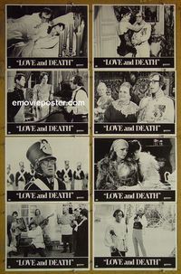 m421 LOVE & DEATH complete set of 8 lobby cards '75 Woody Allen, Diane Keaton