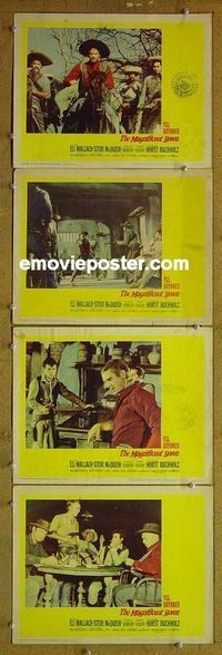 n110 MAGNIFICENT SEVEN 4 lobby cards '60 Yul Brynner, McQueen
