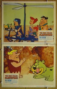 n319 MAN CALLED FLINTSTONE 2 lobby cards '66 Hanna-Barbera!