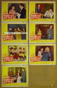 m835 MAN IN THE ATTIC 7 lobby cards '53 Jack Palance
