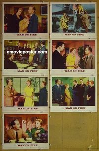 m837 MAN ON FIRE 7 lobby cards '57 Bing Crosby, Inger Stevens