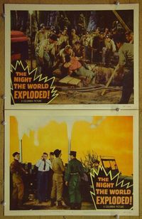 n336 NIGHT THE WORLD EXPLODED 2 lobby cards '57 Kathryn Grant