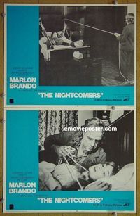 n337 NIGHTCOMERS 2 lobby cards '72 Marlon Brando doing bondage!