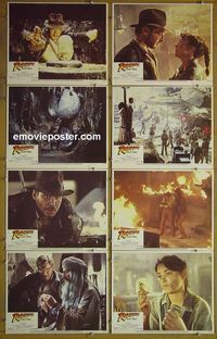 m538 RAIDERS OF THE LOST ARK complete set of 8 lobby cards '81 Harrison Ford
